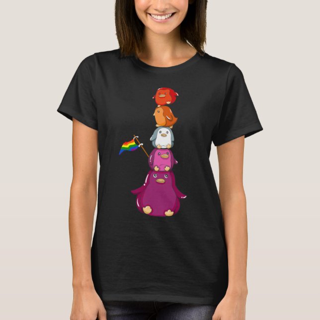 Camiseta Bi Pride Pingüino LGTB Bandera del Orgullo Gay Cut (Anverso)
