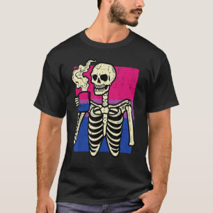 Camiseta Bi Pride Skeleton Café Bisexual Bisexuality Lgbt