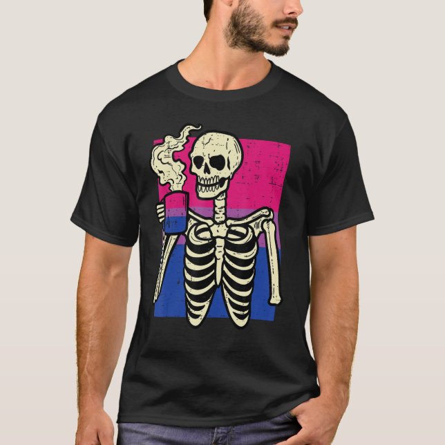 Camiseta Bi Pride Skeleton Café Bisexual Bisexuality Lgbt (Anverso)