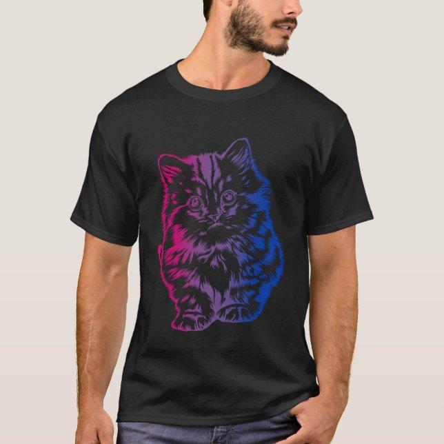 Camiseta Bi Pride Subtle Cat  LGBTQ Bisexual LGBT Gay Pride (Anverso)