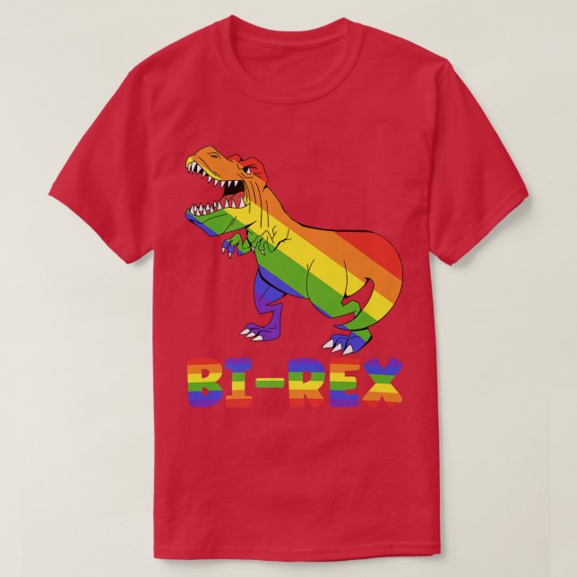 Camiseta Bi-Rex Rainbow Dino, Orgullo Mes lgbt lgbtq Premiu (Diseño del anverso)
