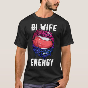 Camiseta Bi Wife Energy Leopard Lips Bisexuality Bi Pride F