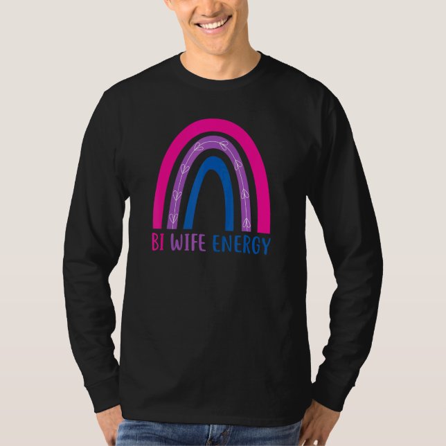 Camiseta Bi Wife Energy Lgbtq Apoya Lgbt Bisexual Rainbow (Anverso)