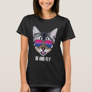 Camiseta Bi y Fly Funny Gato Bisexual Bi Orgullo Pullover H
