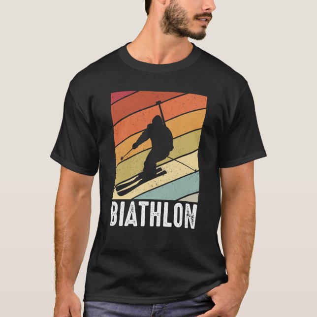 Camiseta Biathlon retro winter sports biathlete skier mount (Anverso)