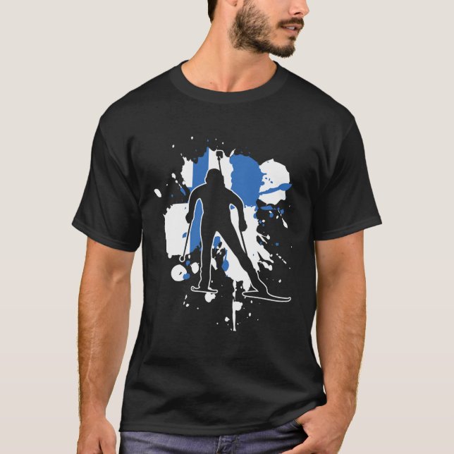 Camiseta Biatlón de Bandera de Finlandia - Biatlón finlandé (Anverso)