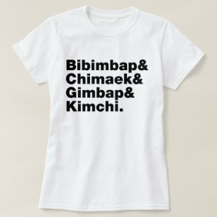 Camiseta Bibimbap y Chimaek, Gimbap y Kimchi. Alimentos cor