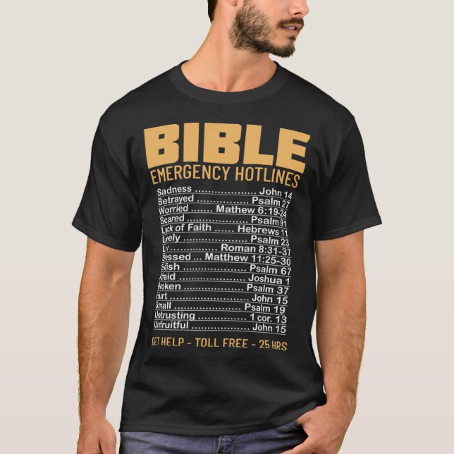 Camiseta Bible Emergency Numbers Verse God Jesus Faith Chri (Anverso)
