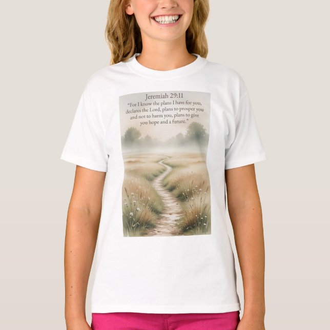 Camiseta Bible Jeremiah 29:11 Christian Girl's Tee Shirt (Anverso)