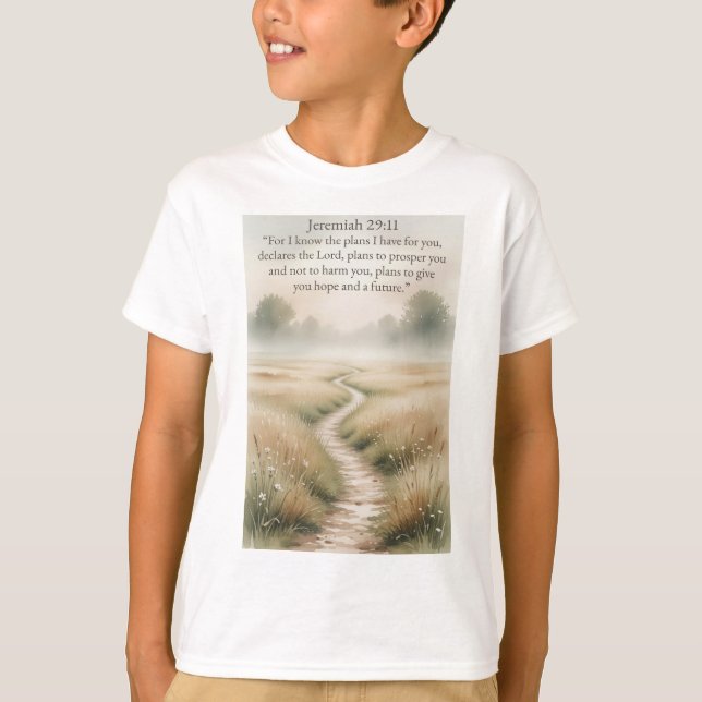 Camiseta Bible Jeremiah 29:11 Christian Kid's Tee Shirt (Anverso)