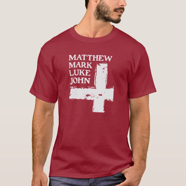 CAMISETA BIBLIA - 4 GOSPELES - MATTHEW MARK LUKE JOHN - JES (Anverso)