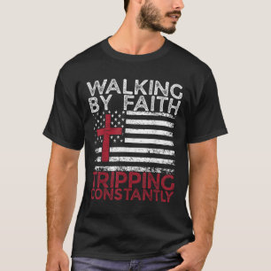 Camiseta Biblia Cristiana Caminando Por Fe Tropezando Const