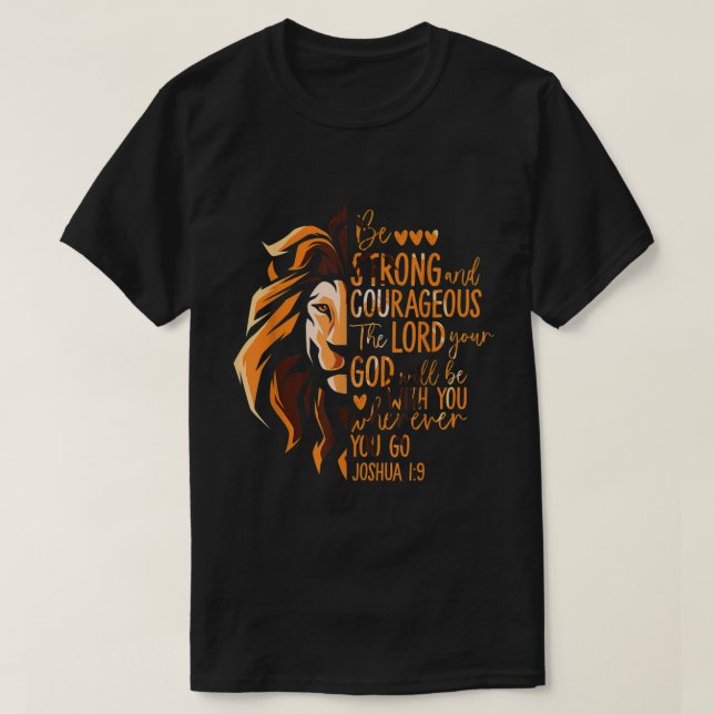 Camiseta Biblia cristiana contra Josué 19 leones (Diseño del anverso)