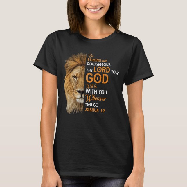 Camiseta Biblia cristiana contra Josué 1 9 Fe de León (Anverso)