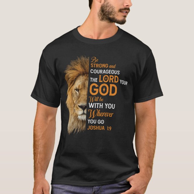 Camiseta Biblia cristiana contra Josué 1 9 Fe de León (Anverso)
