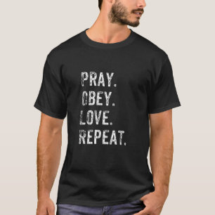 Camiseta Biblia cristiana contra orina Obedece repetición