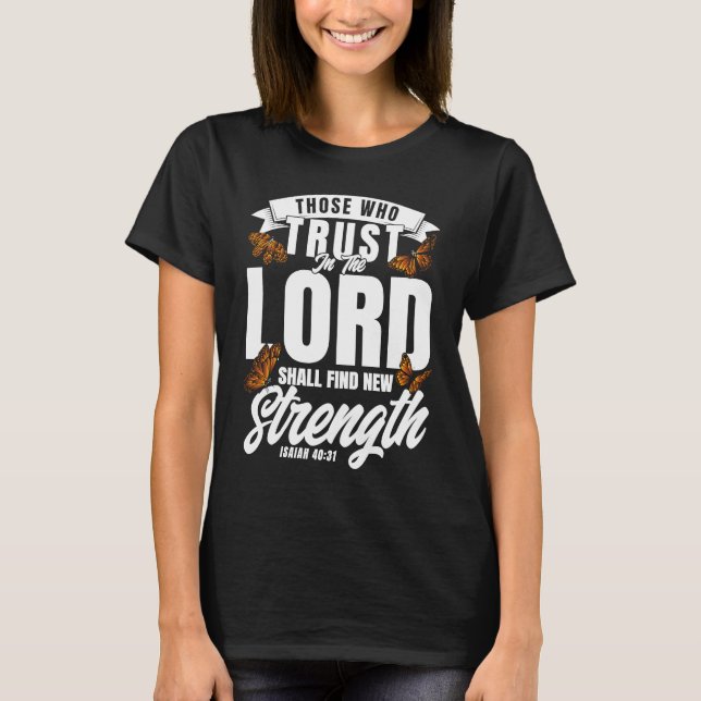 Camiseta Biblia Cristiana Verse Isaiah 4031 Flor Mariposa (Anverso)