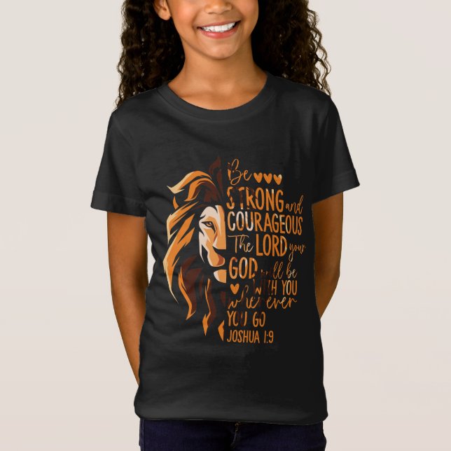Camiseta Biblia cristiana versus Joshua 1:9 León (Anverso)
