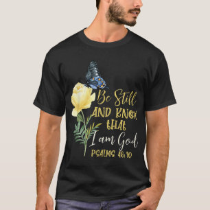 Camiseta Biblia cristiana versus Salmo 4610 Flor Mariposa