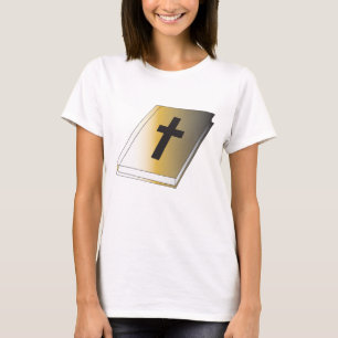 Camiseta Biblia Santa de Oro con Cruz Negra Religiosa