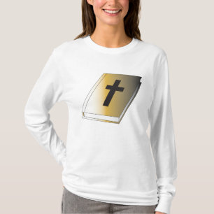Camiseta Biblia Santa de Oro con Cruz Negra Religiosa