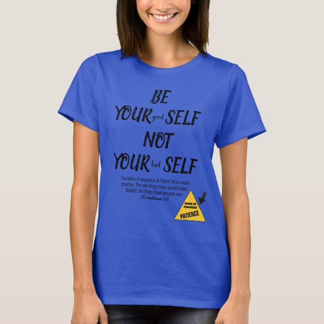 Camiseta Biblia Verse Be Yourself 2 Corinthians 5:17 Azul (Anverso)