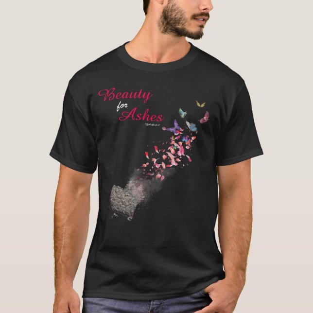 Camiseta Biblia Verse Cita Isaiah 613 Belleza Por Ashes Chr (Anverso)