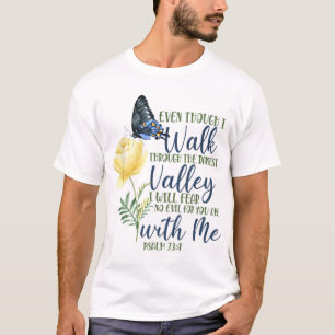 Camiseta Bíblica cristiana versus cita mariposa Rosa flor