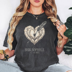 Camiseta Bibliophile Heart Books Pluma de escribir Salpicad