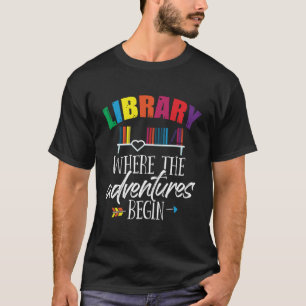 Camiseta Biblioteca bibliotecaria donde las aventuras empie
