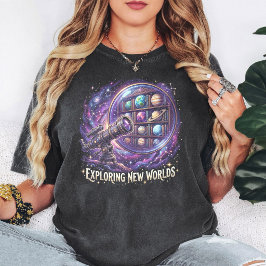 Camiseta Biblioteca Cósmica de Telescopio y Planetas