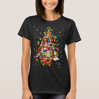 Camiseta Biblioteca de árbol de navidad Xmas Lights Tree Bo