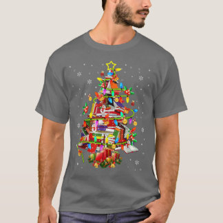 Camiseta Biblioteca de árbol de navidad Xmas Lights Tree Bo