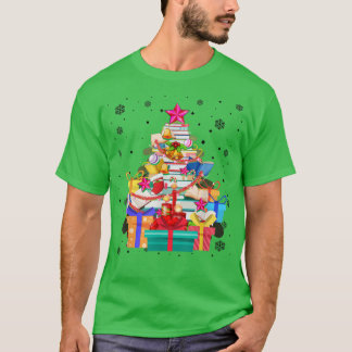 Camiseta Biblioteca de árbol de navidad Xmas Lights Tree Bo
