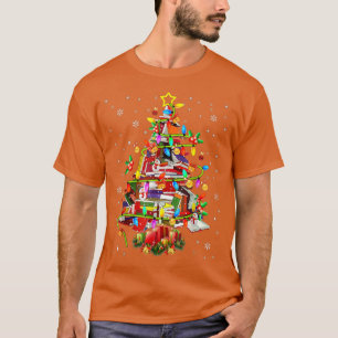 Camiseta Biblioteca de árbol de navidad Xmas Lights Tree Bo