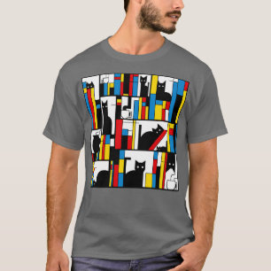 Camiseta Biblioteca de Gatos Mondrios por Tobe Fonseca