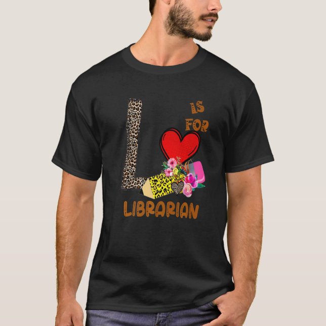 Camiseta Biblioteca de Lápiz de Flores Leopardo (Anverso)