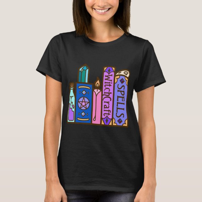 Camiseta Biblioteca de libros brujos Kawaii (Anverso)