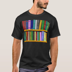 Camiseta biblioteca de libros de estantes leyendo