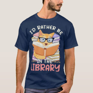 Camiseta Biblioteca de libros de gatos leyendo literatura B