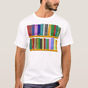 Camiseta biblioteca de libros estantes leyendo