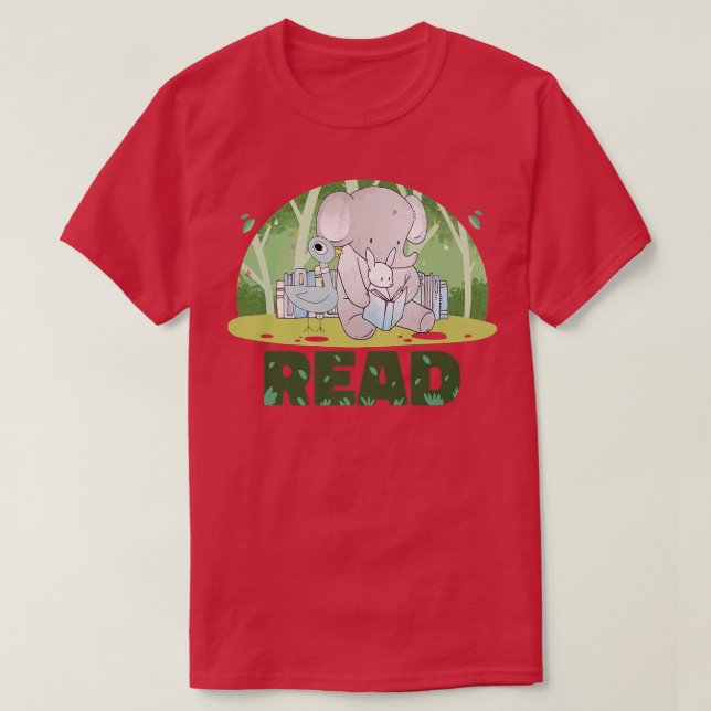 Camiseta Biblioteca de profesores Leer libro Club Elephant  (Diseño del anverso)