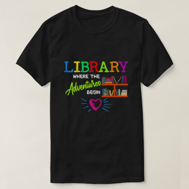 Camiseta Biblioteca donde comienza la aventura (Diseño del anverso)