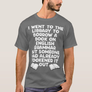 Camiseta Biblioteca leyendo libro inglés Grammar Funn