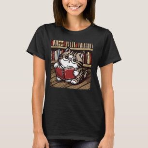 Camiseta Biblioteca Lover Kitten Lector de libros de Mascot