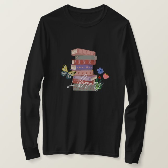 Camiseta Biblioteca Personalizada para lector lindo regalo  (Anverso del diseño)