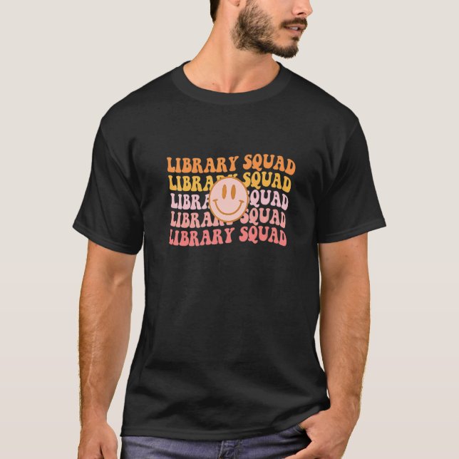 Camiseta Biblioteca Retro Groovy Biblioteca Squad Librarian (Anverso)