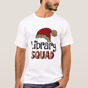 Camiseta Biblioteca Santa Hat Buffalo Plaid Leopard Diverti