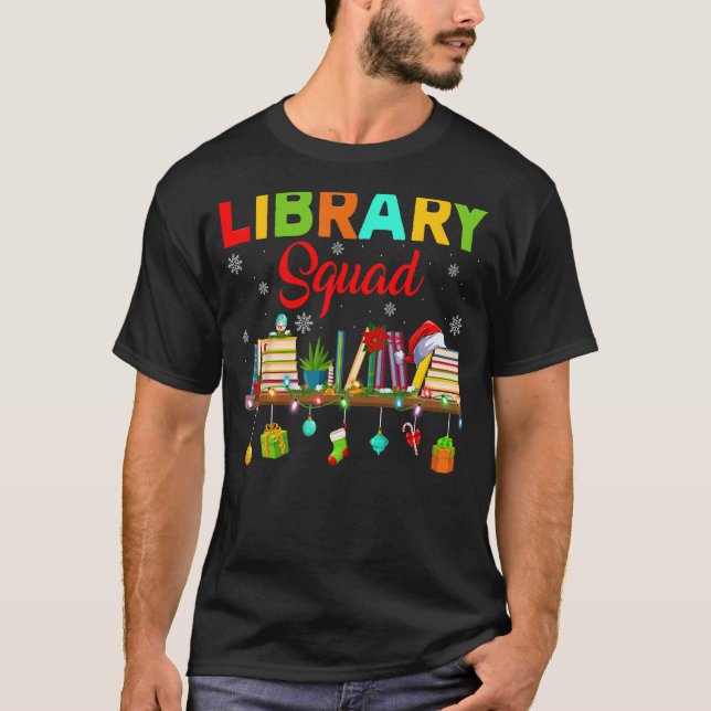 Camiseta Biblioteca Squad Bookworm Xmas Lights Library (Anverso)