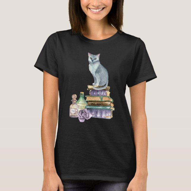 Camiseta Bibliotecaria de Libros de Gatos Mujer Libro   Mae (Anverso)
